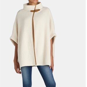 Time and Tru Women's Knit Fashion Cover-Up Ruana, Ivory Off-White Size L/XL New